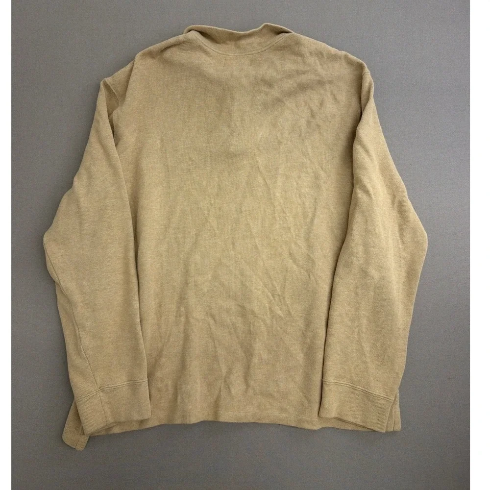 Polo Ralph Lauren Mens XXL Tan Beige 100% Cotton 1/4 Zip Pullover Sweater Ribbed